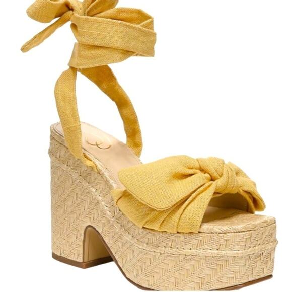Sam Edelman Tula Desert Sun Squared Open Toe TieUp Wedge Block Heeled Size10 New - Picture 1 of 11